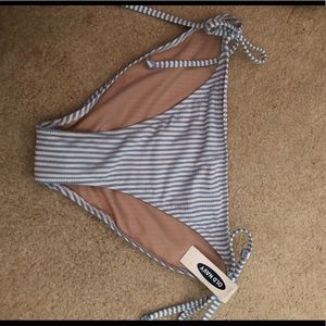 blue and white striped bathing suit bottoms